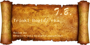 Trinkl Boglárka névjegykártya